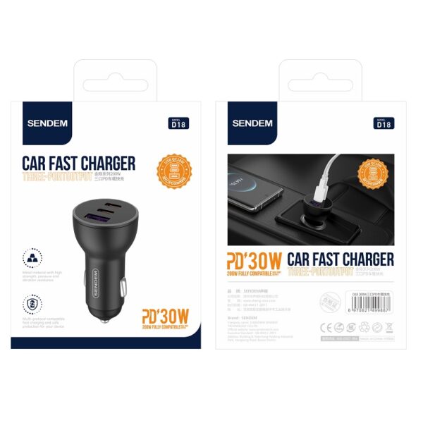 CARGADOR CARRO SENDEM D18 USB/C