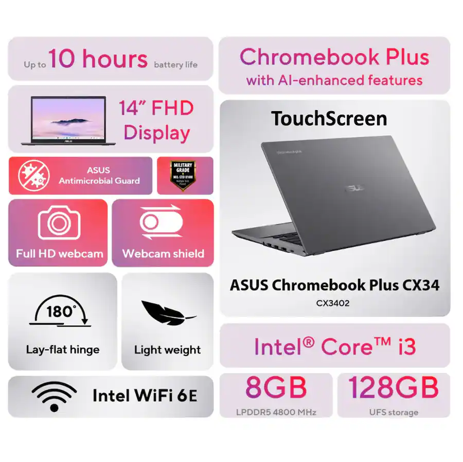 ASUS Vivobook CX34 14" Intel i3-13TH Gen 8GB RAM 128GB SSD Nueva - Image 3