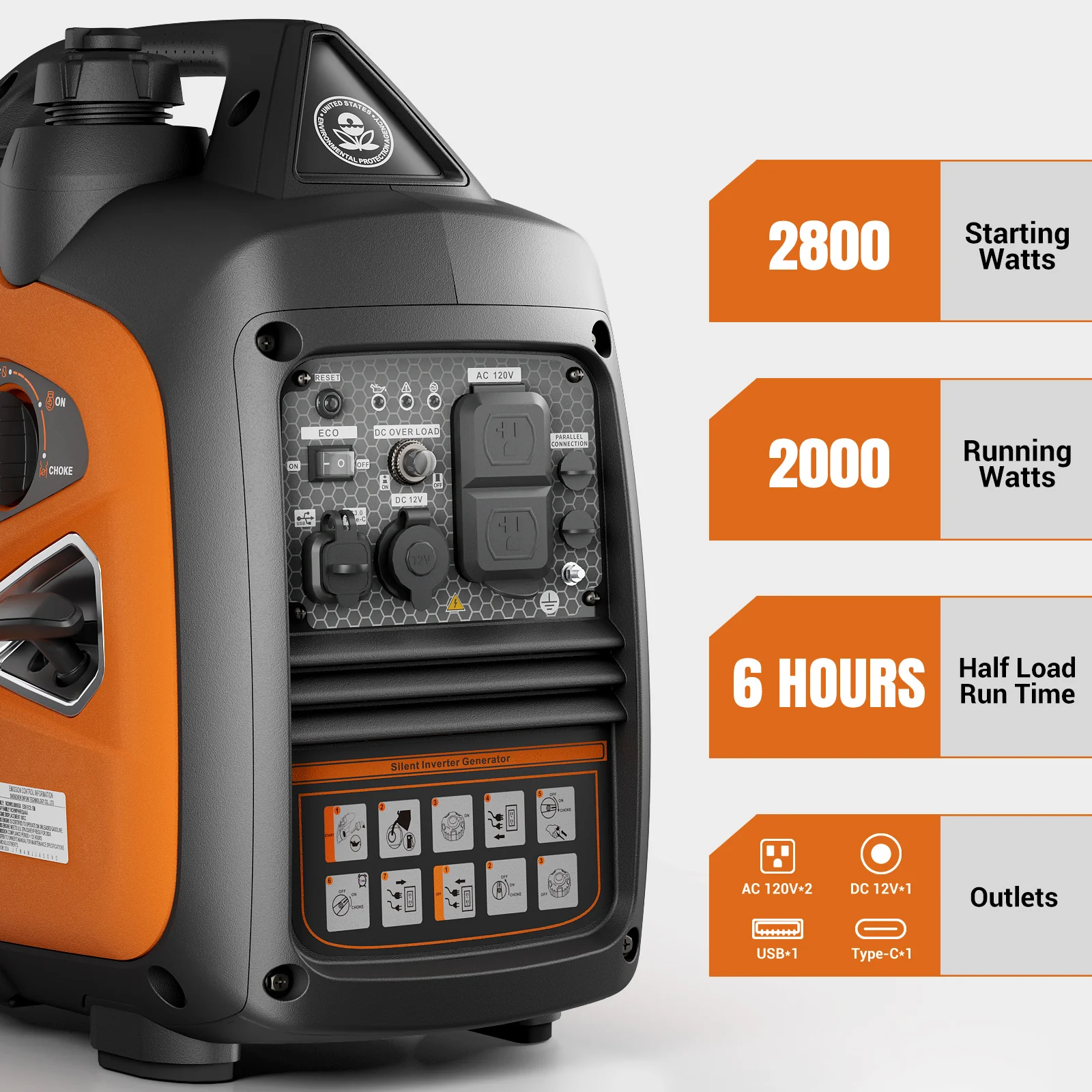 Planta Electrica Inverter Insonora EFURDEN 2.8KVA 110V - Image 2