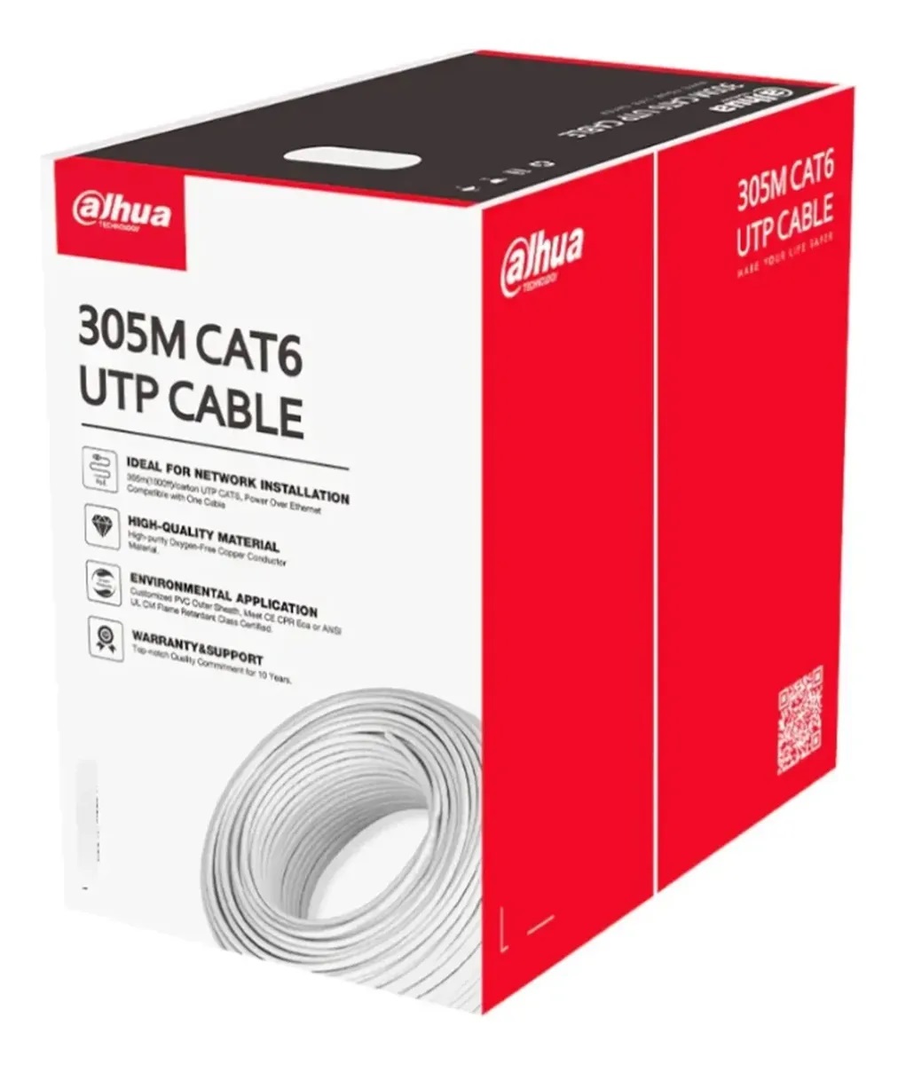Cable UTP Categoría 6 Dahua 100% Cobre Gris