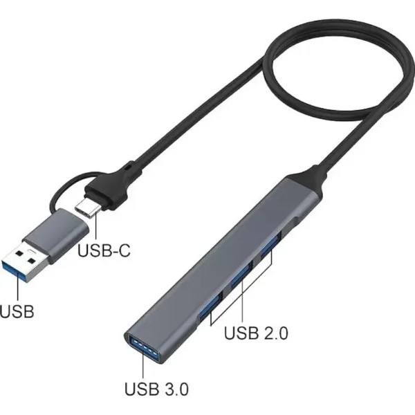 Hub Spidertec 4 Puertos USB Tipo-C
