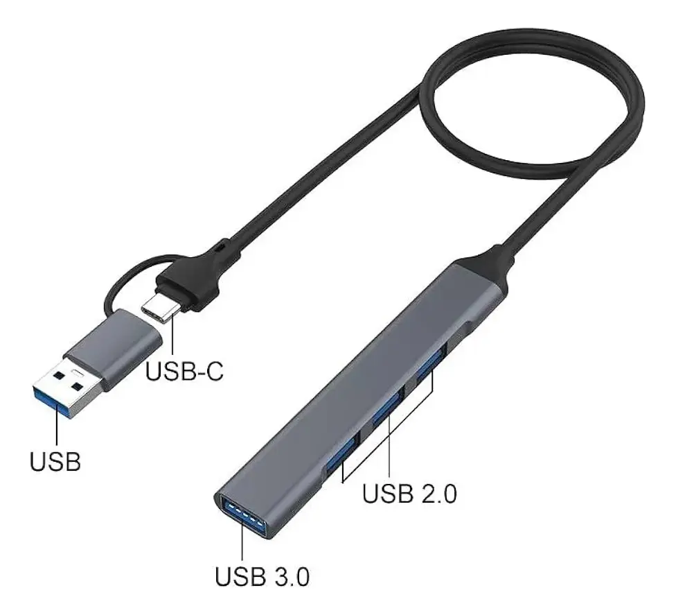 Hub Spidertec 4 Puertos USB Tipo-C