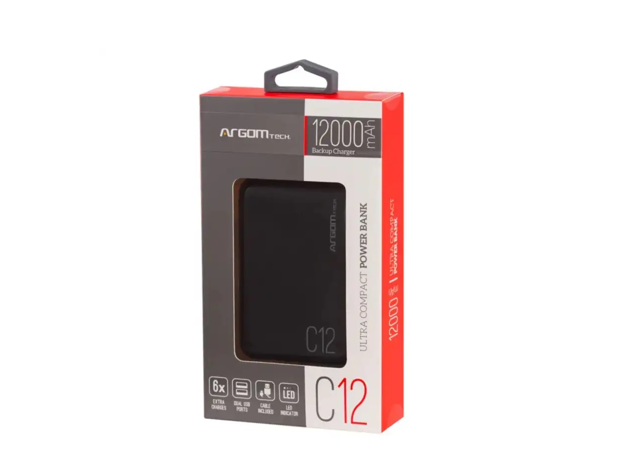 POWER BANK ARGOM C12 12000MAH NEGRO - Image 2