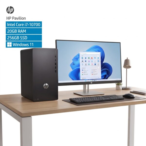 Combo HP Pavilion Intel Core i7-10700 20GB RAM 256GB SSD Win11 + Monitor HP 32" + Kit Inalámbrico